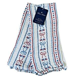 Brooks Brothers Kitchen Dish Towels Bows Flags Stars Cotton Gauze Set of 2